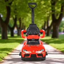 Детская каталка - толокар M 6129 EL-3 Toyota с ручкой, мягкое сиденье, красная фото 14