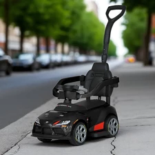 Детская каталка - толокар Toyota M 6129 EL-2 черная, с ручкой