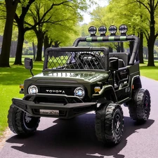 Детский электромобиль джип 2566 AEBLR-5 (24V) двухместный, Toyota, темно-зеленый