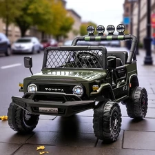 Детский электромобиль джип 2566 AEBLR-5 (24V) двухместный, Toyota, темно-зеленый купить