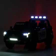 Двухместный детский электромобиль джип M 6192 EBLR-2-1 (24V) полиция, черно-белый фото 54