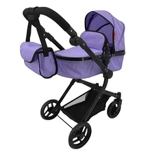 Коляска для куклы 2 в 1 Carrello Alfa 9707 Purple с сумочкой, фиолетовая