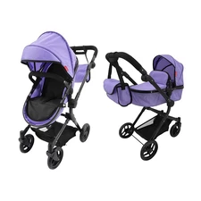 Коляска для куклы 2 в 1 Carrello Alfa 9707 Purple с сумочкой, фиолетовая фото 14