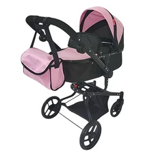 Коляска для куклы Carrello Fortuna 9695 Pink 2 в 1 с сумочкой, розовая