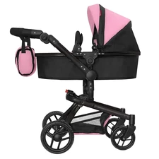 Коляска для куклы Carrello Fortuna 9695 Pink 2 в 1 с сумочкой, розовая купить