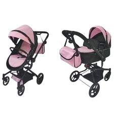 Коляска для куклы Carrello Fortuna 9695 Pink 2 в 1 с сумочкой, розовая фото 37