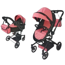 Коляска для куклы Carrello Fortuna 9695 Peach Pink 2 в 1 с сумочкой, пудровая купить