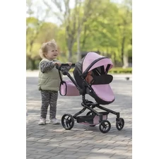 Коляска для куклы Carrello Fortuna 9695 Peach Pink 2 в 1 с сумочкой, пудровая фото 63