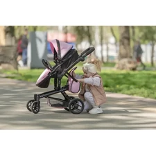 Коляска для куклы Carrello Fortuna 9695 Peach Pink 2 в 1 с сумочкой, фуксия купить