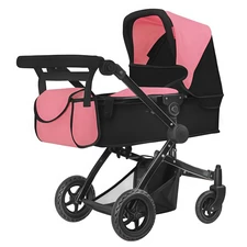 Коляска для куклы Carrello Maestro 9651B Peach Pink 2 в 1 с сумочкой, пудровая