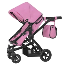 Коляска для куклы Carrello Maestro 9651B Pink 2 в 1 с сумочкой, розовая купить