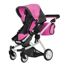 Коляска для куклы Carrello Maestro 9651B Rose Red Black 2 в 1 с сумочкой, темно-розовая купить