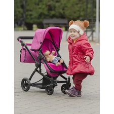 Коляска для куклы Carrello Maestro 9651B Rose Red Black 2 в 1 с сумочкой, темно-розовая фото 54