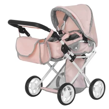 Коляска для куклы Carrello Unico 9346 Pink розовая, с сумочкой