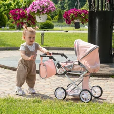 Коляска для куклы Carrello Unico 9346 Pink розовая, с сумочкой фото 37