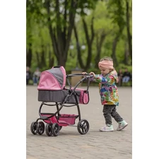 Коляска для куклы 2 в 1 Carrello Avanti 9662 Pink розовая, с сумочкой фото 53