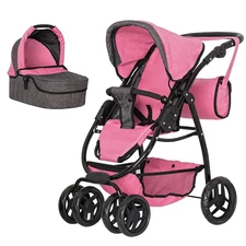 Коляска для куклы 2 в 1 Carrello Avanti 9662 Pink розовая, с сумочкой купить