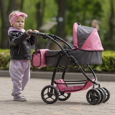 Коляска для куклы 2 в 1 Carrello Avanti 9662 Pink розовая, с сумочкой фото 71
