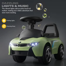 Детская каталка - толокар M 6155-5 BMW зеленая, музыка, свет фото 14