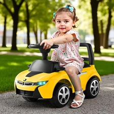 Детская каталка - толокар M 6155-6 BMW желтая, музыка, свет