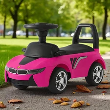 Детская каталка - толокар M 6155-8 BMW розовая, музыка, свет