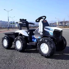 Детский трактор M 6219 EBLR-1 электромобиль с прицепом, белый