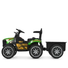 Детский трактор электромобиль M 6219 EBLR-5 зеленый, с прицепом фото 11