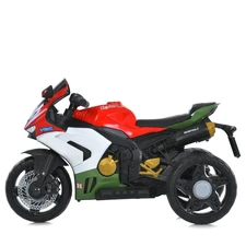 Детский мотоцикл на аккумуляторе M 6220 ELR-3-5 красно-зеленый, два мотора фото 11