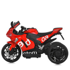 Мотоцикл для детей M 6265 EL-3 красный, мягкие EVA колеса фото 41