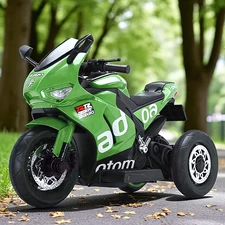 Детский мотоцикл M 6265 EL-5 зеленый, мягкое сиденье