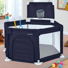 Детская палатка MR 1340-BL манеж Bambi, баскетбольное кольцо, синяя