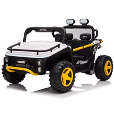 Двухместный детский багги M 6282 EBLR-1 (24V) белый, кожаное сиденье, музыка фото 41