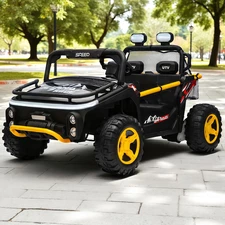 Двухместный детский багги M 6282 EBLR-2 (24V) черный, кожаное сиденье, музыка