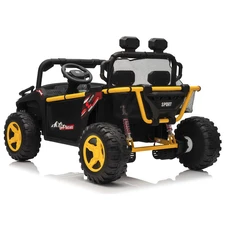 Двухместный детский багги M 6282 EBLR-2 (24V) черный, кожаное сиденье, музыка фото 14