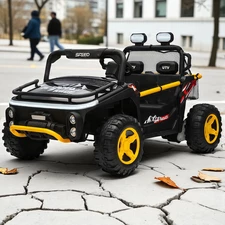 Двухместный детский багги M 6282 EBLR-2 (24V) черный, кожаное сиденье, музыка фото 54