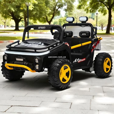 Двухместный детский багги M 6282 EBLR-2 (24V) черный, кожаное сиденье, музыка