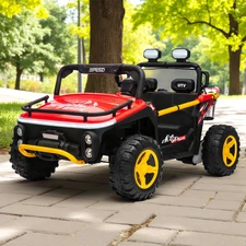 Двухместный детский багги M 6282 EBLR-3 (24V) красный, кожаное сиденье, музыка
