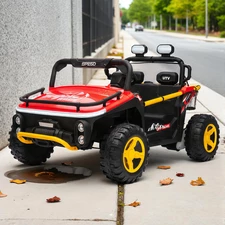 Двухместный детский багги M 6282 EBLR-3 (24V) красный, кожаное сиденье, музыка купить