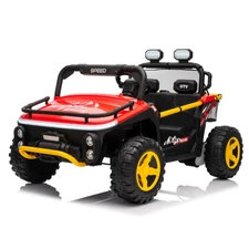 Двухместный детский багги M 6282 EBLR-3 (24V) красный, кожаное сиденье, музыка фото 41