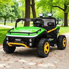 Детский электромобиль M 6282 EBLR-5 (24V) двухместный багги, кожаное сиденье, зеленый