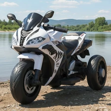 Детский мотоцикл M 6273 EL-1 белый, мягкое сиденье, USB, MP3, Bluetooth