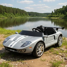 Двухместная детская машина M 6107 EBLR-11 (24V) серая, Ford GT, четыре мотора