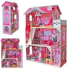 Кукольный домик MD 0158 деревянная игрушка, три этажа, мебель