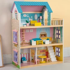 Кукольный домик MD 0161 деревянная игрушка, три этажа, мебель