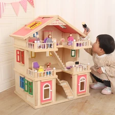 Кукольный домик MD 0162 деревянная игрушка, три этажа, мебель купить