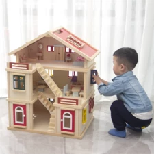 Кукольный домик MD 0163 деревянная игрушка, три этажа, мебель купить