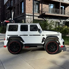 Детский электромобиль джип M 6257 EBLR-1 Mercedes Brabus, мягкое сиденье, белый фото 92