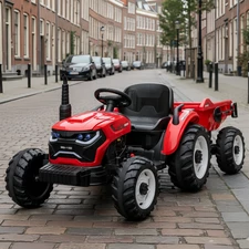 Детский электромобиль M 6260 EBLR-3 (24V) трактор с прицепом, мягкое сиденье, красный