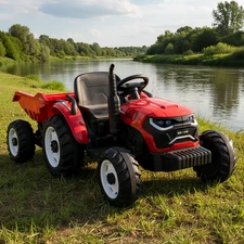 Детский электромобиль M 6260 EBLR-3 (24V) трактор с прицепом, мягкое сиденье, красный купить