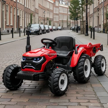 Детский электромобиль M 6260 EBLR-3 (24V) трактор с прицепом, мягкое сиденье, красный